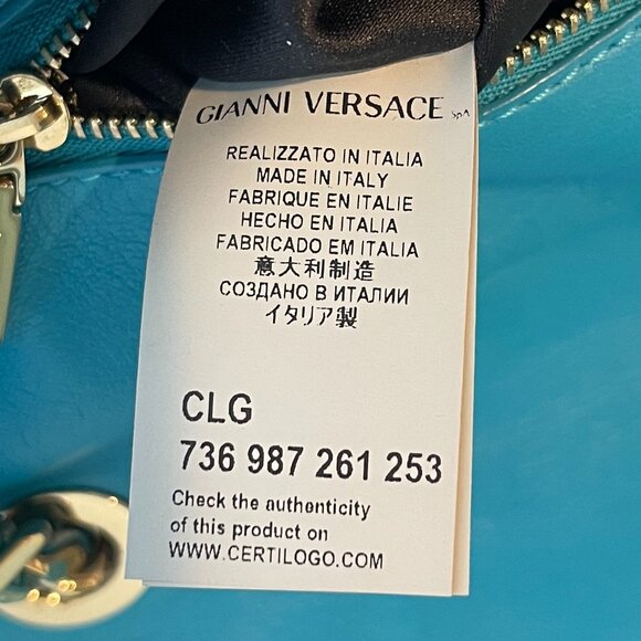 Gianni Versace Couture Turquoise Patent Leather Shoulder Bag - Preowned - Picture 15 of 16